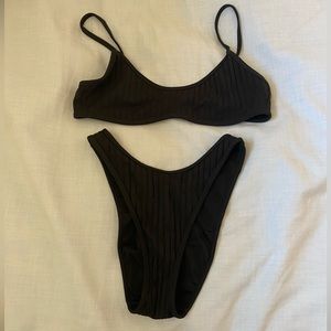 PACSUN SPROUTED BLACK BIKINI SET